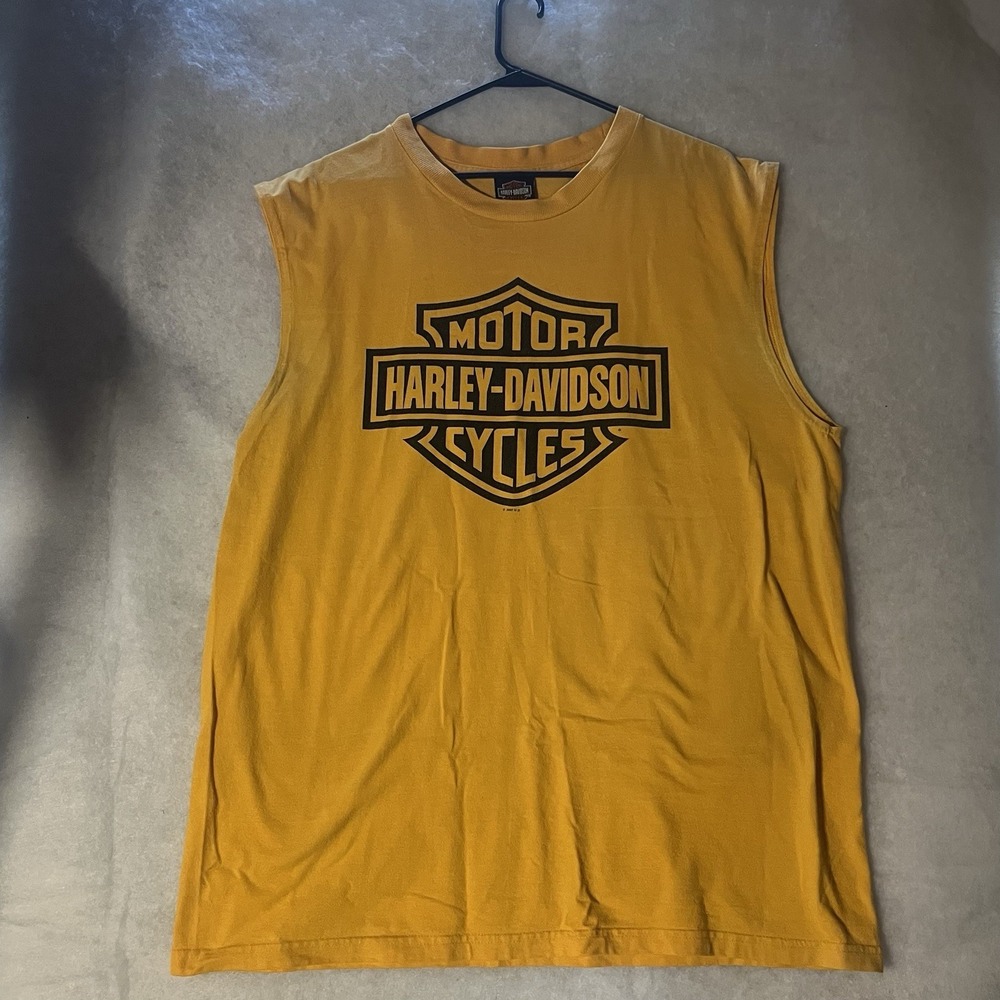 Harley Davidson Orange Sleeveless Shirt Size XL Iguana Naples Florida Made USA